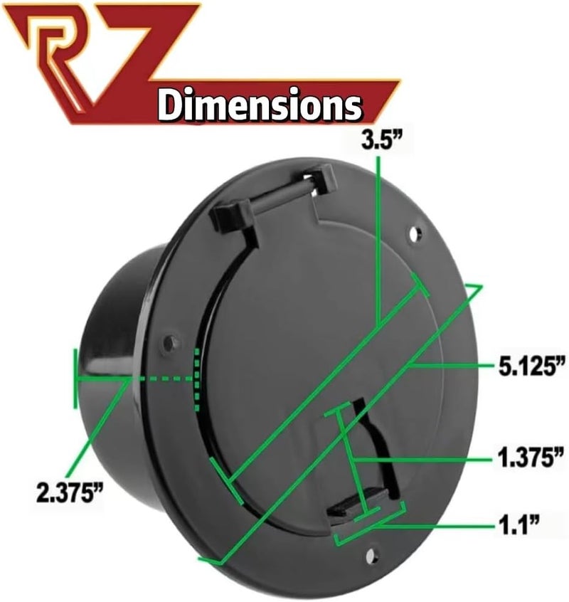 RV MURTS 5 Inch Electric Cable Hatch for 30 and 50 Amp Cords, RV Power Cord Cable Hatch Cover Easy Install, UV-Stabilized Round RV Parts Compatible with Coleman Jayco Pop-Up Camper Cargo Travel. - Image 4